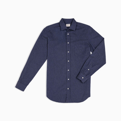 Classic Herringbone Flannel Shirt - Aviation Blue