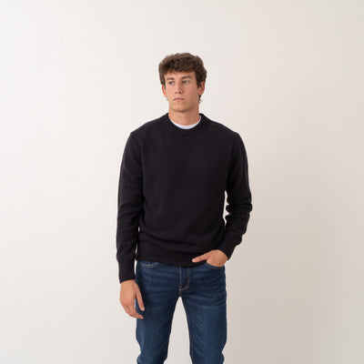 Crewneck Knit Wool Blend - Brown/Blue