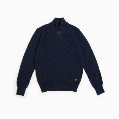 Half Zip Sweater Wool Blend - Blue