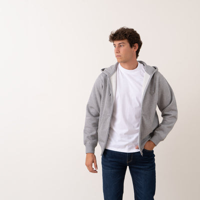 Daily Zip Up Sweat Hoodie - Light Gray