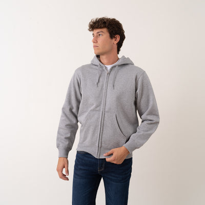 Zip Up Sweat Hoodie - Light Gray