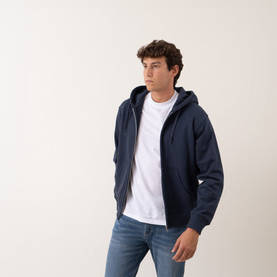 Daily Zip Up Sweat Hoodie - Blue Navy