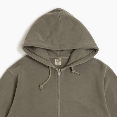 Fade Wash Zip-Up Hoodie - Olive