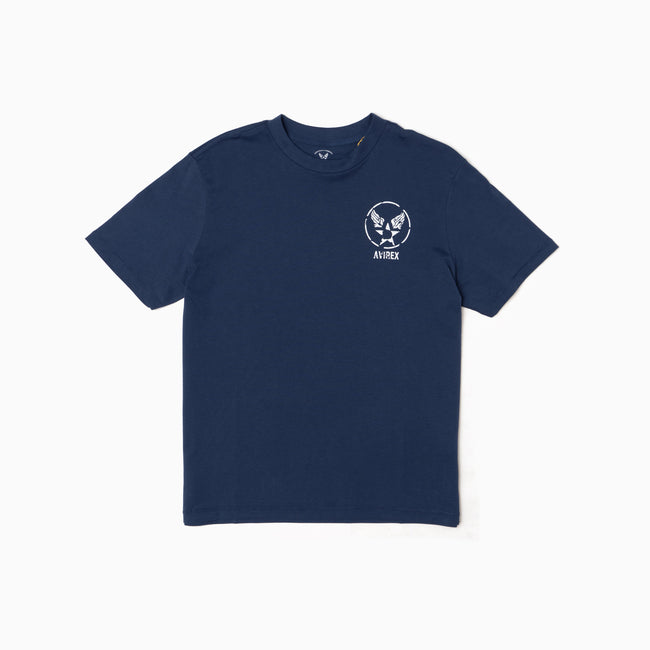 High Neck Printed T-Shirt - Ocean Blue