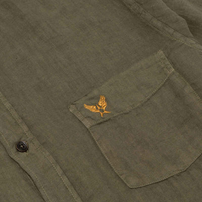 Regular Overdyed Linen Shirt - Military Green