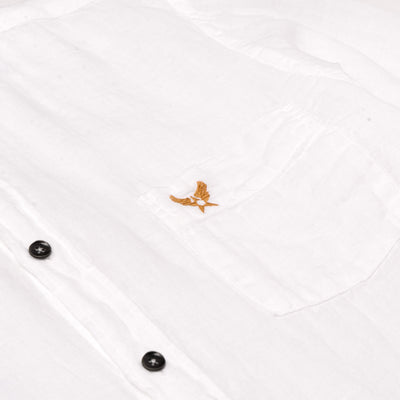 Regular Overdyed Linen Shirt - White
