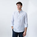 Buckley Shirt in Linen - White/Light Blue