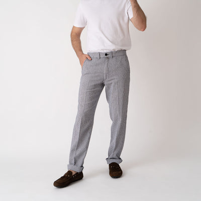 Chinos Striped Linen Blend - White/Black