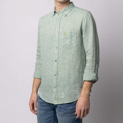 Buckley Shirt in Linen - Fly Green