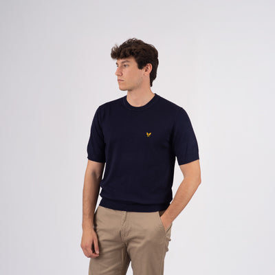 Wings Short Sleeves Knitted T-shirt - Dark Blue