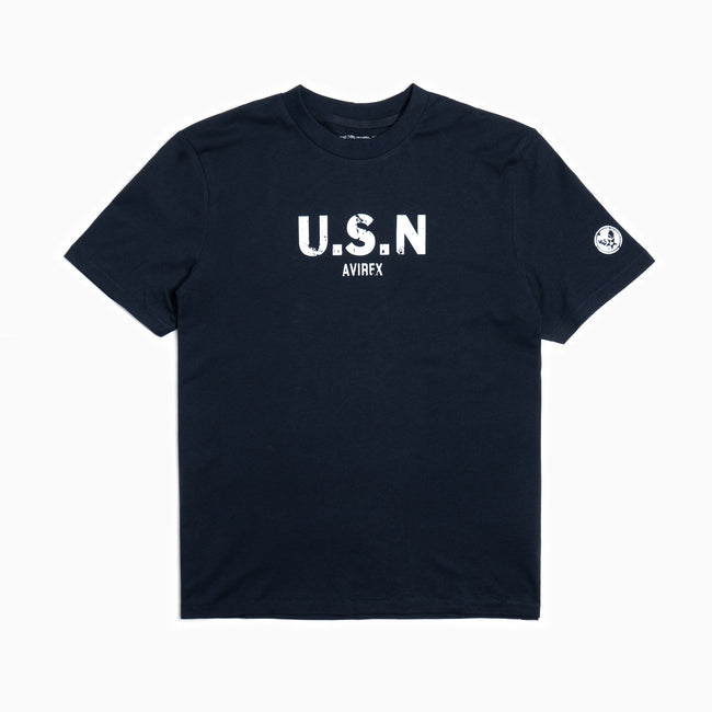 High Neck Supima® USN Printed T-Shirt - Dark Blue
