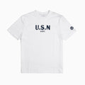 High Neck Supima® Printed T-Shirt - USN - White