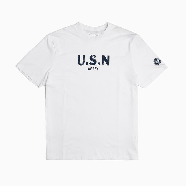 T-shirt USN in Cotone Supima® a collo alto - Bianca